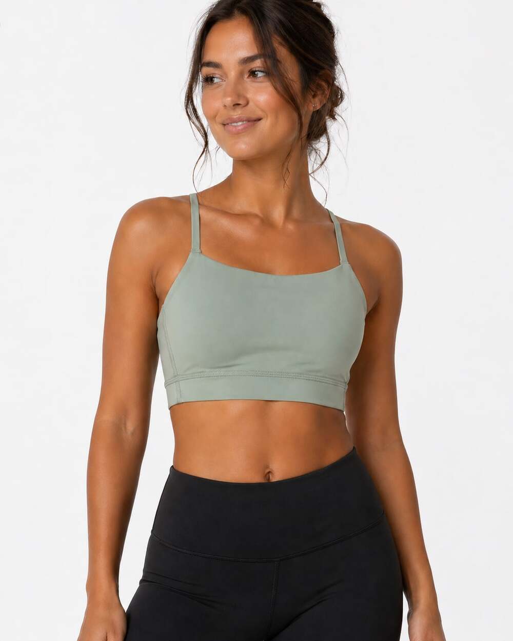 Yunoga Women's Criss Cross Back Padded Sports Bra Sage Green
